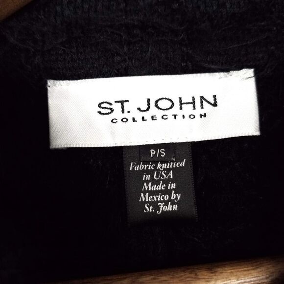 St. John Collection Black Button Front Cape Poncho Style Sweater Size Small - Picture 7 of 8